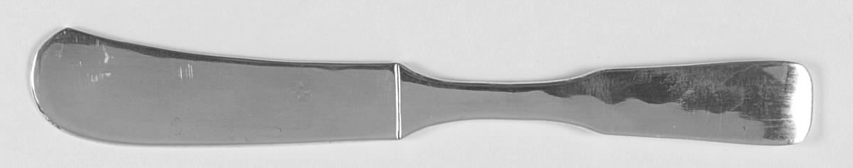 Fiddleback-Old (Sterling, 1810) Flat Handle Butter Spreader by Old Newbury-1