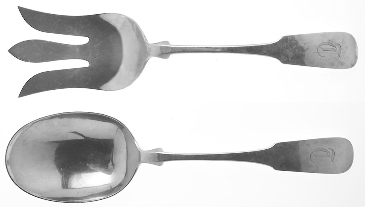 Fiddleback-Old (Sterling, 1810) Solid Oversized Serving Salad Set by Old Newbury-1