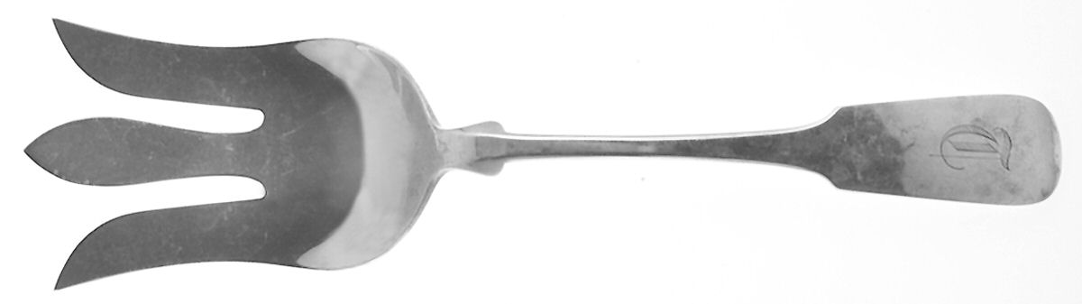 Fiddleback-Old (Sterling, 1810) Oversize Solid Salad Servng Fork by Old Newbury-1