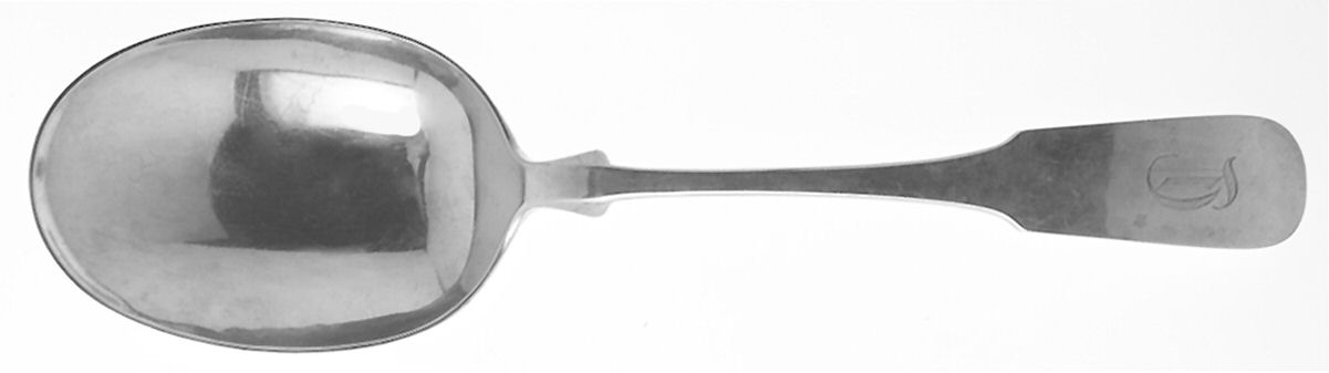 Fiddleback-Old (Sterling, 1810) Oversize Solid Salad Serving Spoon by Old Newbury-1