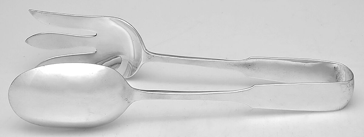 Moulton (Sterling, 1800) Oversize Solid Salad Tongs by Old Newbury-1