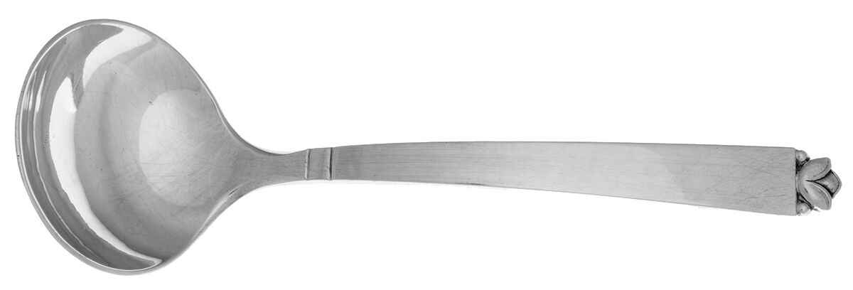 Oak Leaf (Sterling, 1939, No Signature Marks) Solid Piece Cream Ladle by Old Newbury-1