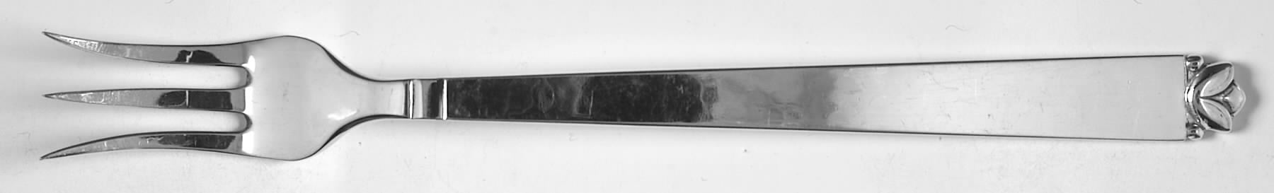 Oak Leaf (Sterling, 1939, No Signature Marks) Short Handle Pickle/Olive Fork by Old Newbury-1
