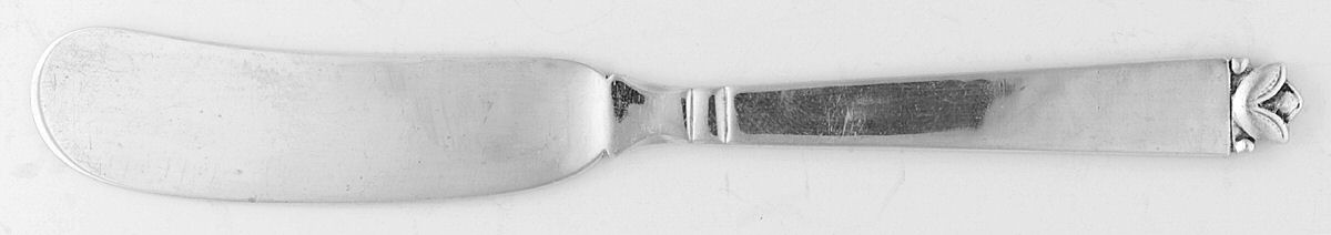 Oak Leaf (Sterling, 1939, No Signature Marks) Flat Handle Butter Spreader by Old Newbury-1
