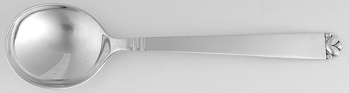 Oak Leaf (Sterling, 1939, No Signature Marks) Round Bowl Soup Spoon (Cream Soup) by Old Newbury-1