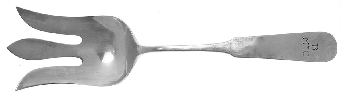 Panel Antique (1810) Oversize Solid Salad Servng Fork by Old Newbury-1