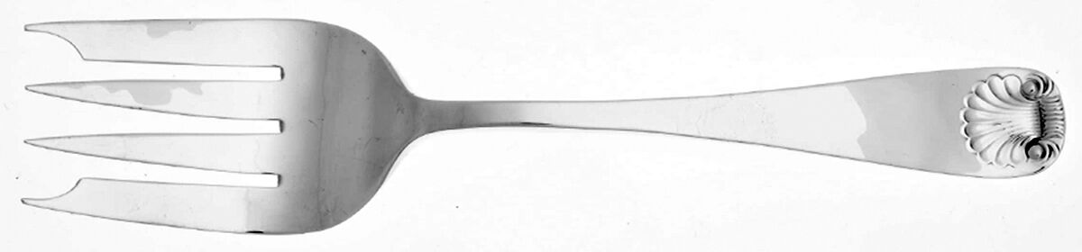 Windsor Shell (Sterling, 1967) Medium Solid Cold Meat Serving Fork by Old Newbury-1