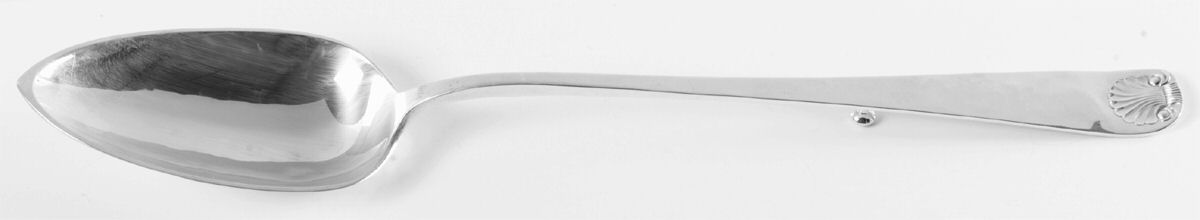 Windsor Shell (Sterling, 1967) Large Solid Dressing Spoon with Button by Old Newbury-1