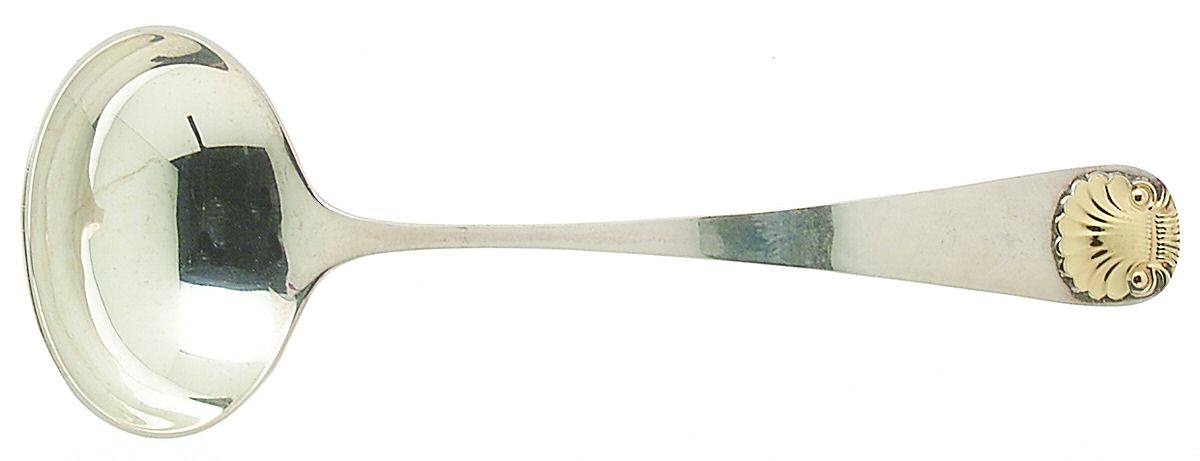 Windsor Shell Gold (Sterling, Gold Accent) Solid Gravy Ladle by Old Newbury-1