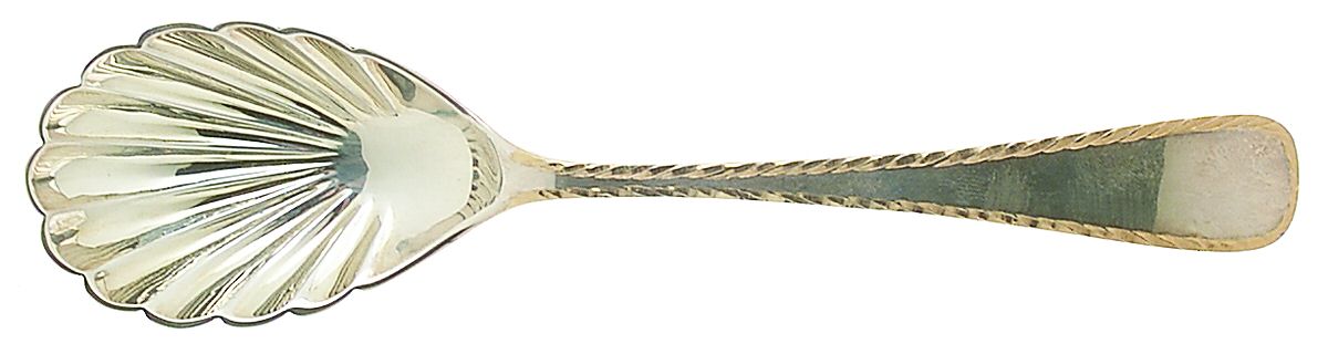 York (Sterling-Gold Ac 1976) Sugar Shell Spoon by Old Newbury-1