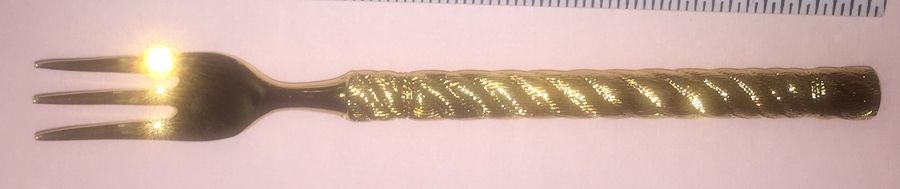 Golden Torsade (Gold Electroplate) Cocktail/Seafood Fork by Orleans-1