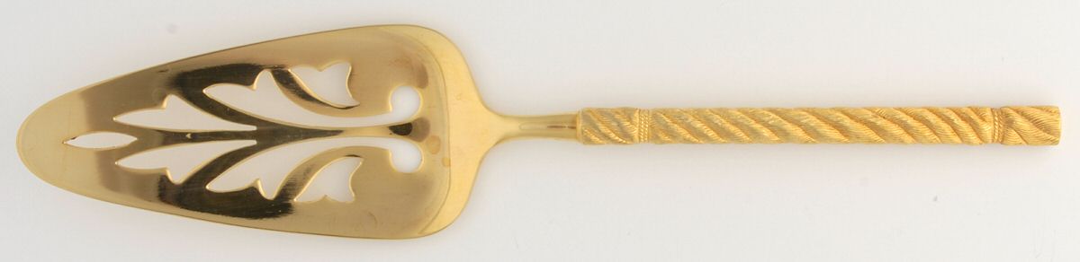 Golden Torsade (Gold Electroplate) Solid Pierced Pie Server by Orleans-1