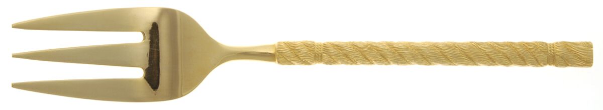 Golden Torsade (Gold Electroplate) Medium Solid Cold Meat Serving Fork by Orleans-1