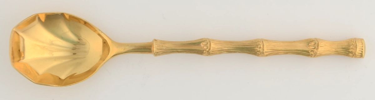 Gold Jade (Gold Electroplate) Sugar Shell Spoon by Oxford Hall-1