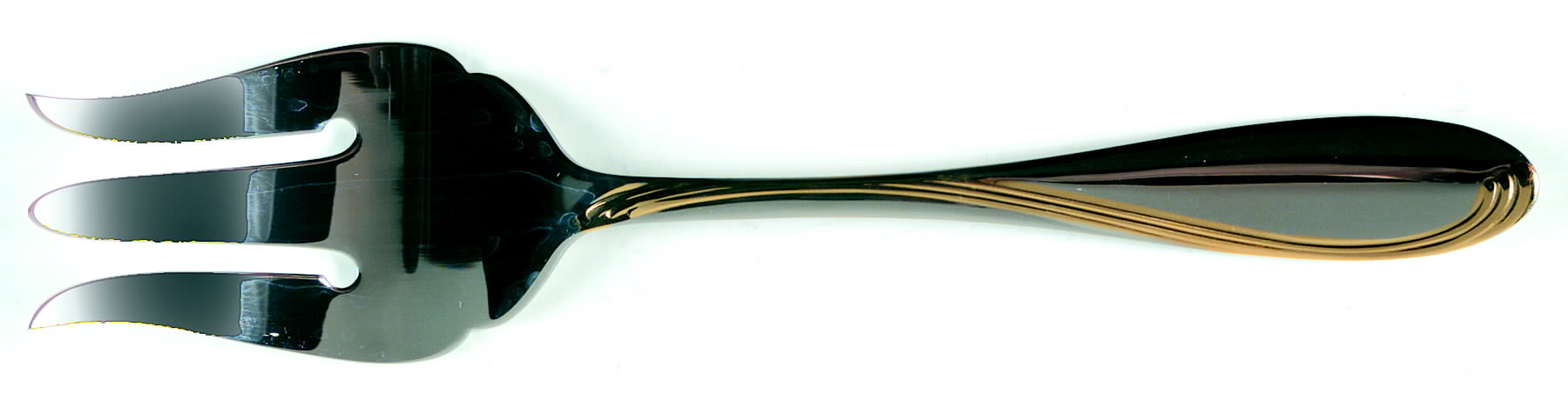 Golden Camber (Stainless, Gold Accent) Medium Solid Cold Meat Serving Fork by Oneida Silver-1