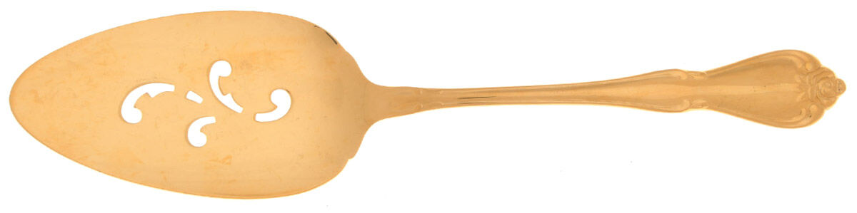 Golden Arbor Rose-True Rose Pierced All Stainless Pie Server by Oneida Silver-1