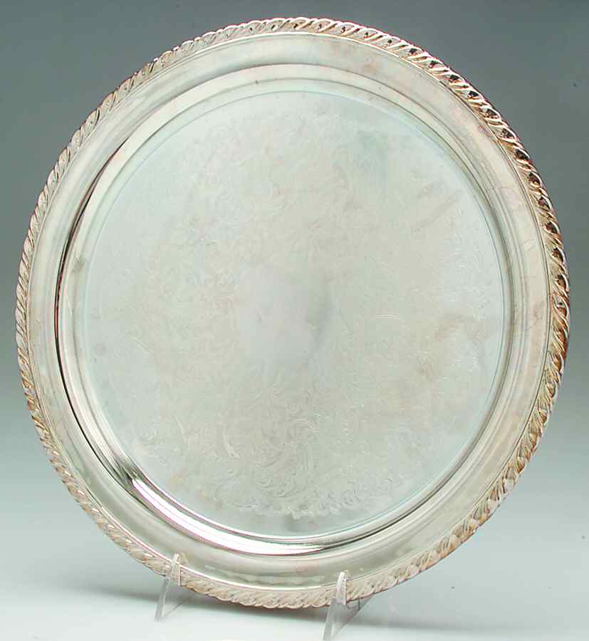 Maybrook (Silverplate Hollowware) Medium Round Silverplate Tray by Oneida Silver-1