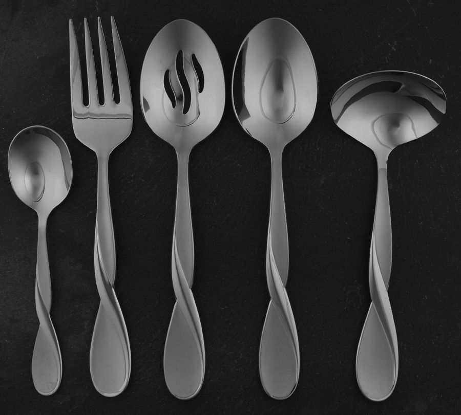 Satin Aquarius (Stainless) 5 Piece Hostess Set by Oneida Silver-1