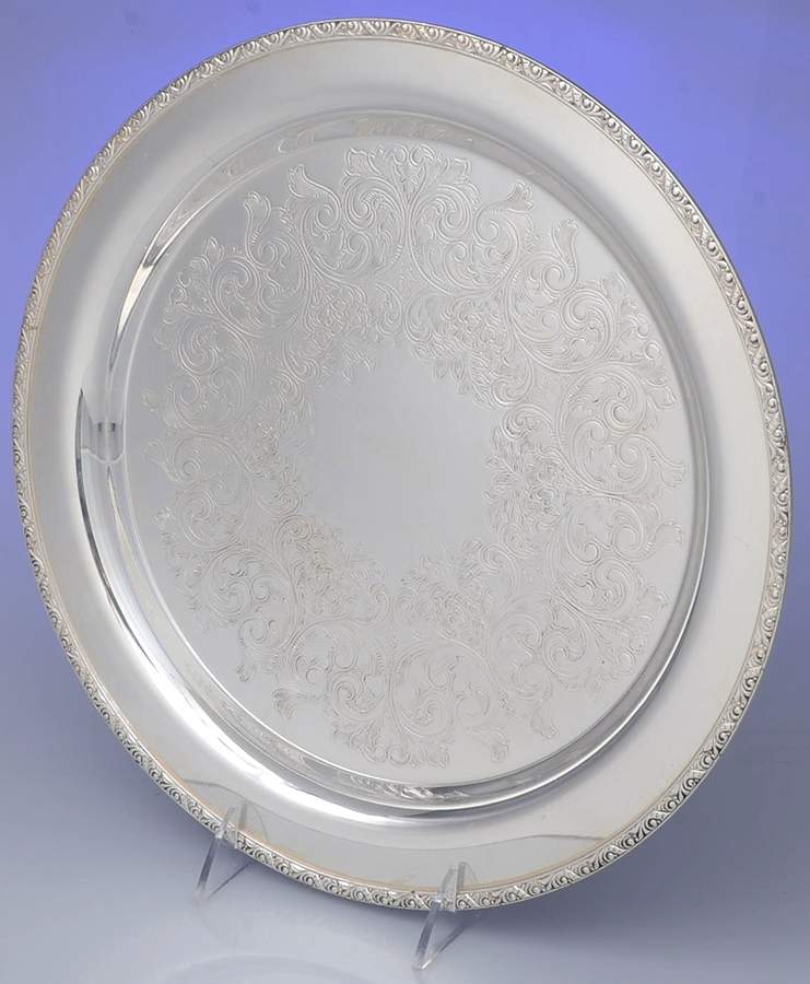 Brookline (Silverplate Hollowware) 12" Round Tray by Oneida Silver-1