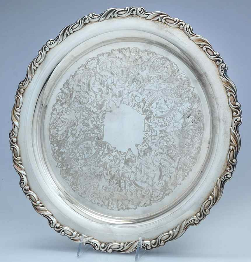 Sea Crest (Silverplate, Hollowware) Round Silverplate Tray by Oneida Silver-1