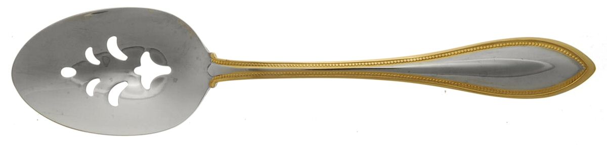 Golden Arbor (Stainless, Gold Accent) Pierced Tablespoon (Serving Spoon) by Oneida Silver-1
