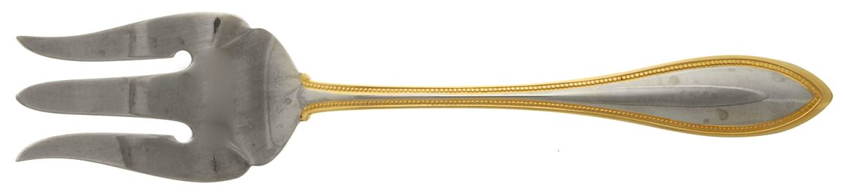 Golden Arbor (Stainless, Gold Accent) Medium Solid Cold Meat Serving Fork by Oneida Silver-1