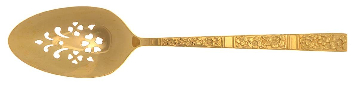 Golden Venetian Garden (Gold Electroplate) Pierced Tablespoon (Serving Spoon) by Oneida Silver-1