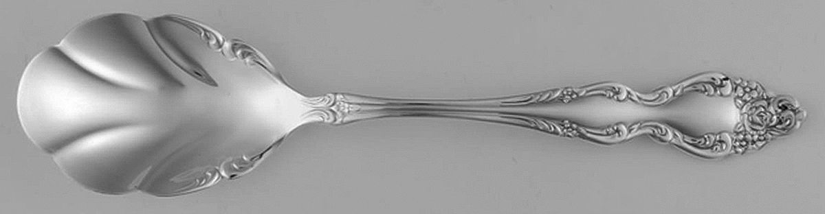 Baroque Rose (Silverplate, 1967, USA) Sugar Shell Spoon by Oneida Silver-1