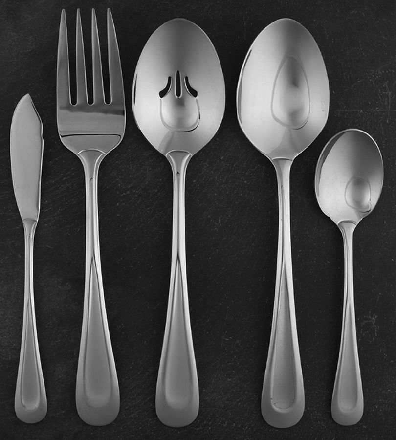 Satin Sand Dune (Stnl, Wide Frost Indent Center) 5 Piece Hostess Set by Oneida Silver-1