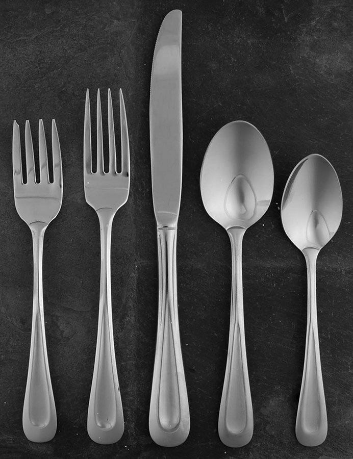 Satin Sand Dune (Stnl, Wide Frost Indent Center) 20-Piece Set by Oneida Silver-1