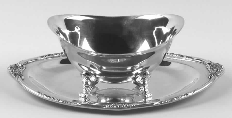 Ballad-Country Lane (Silverplate, Hollowware) Plated Sauce Boat with Underplate by Oneida Silver-1