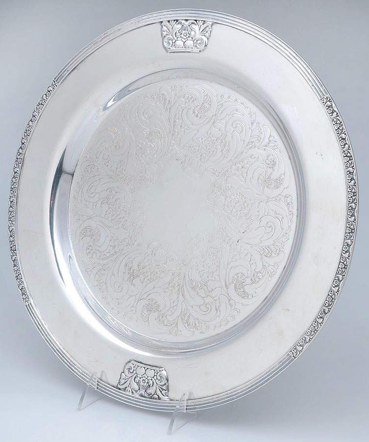 Coronation (Silverplate, Hollowware) 14" Round Tray by Oneida Silver-1