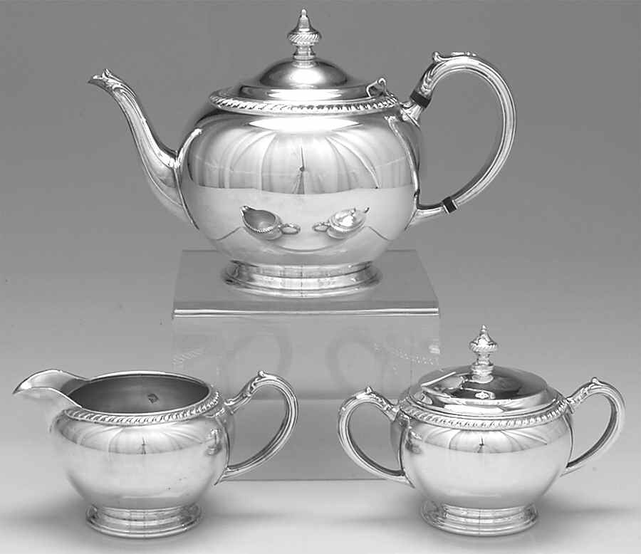 Fiesta (Silverplate, Hollowware) 3 Piece Tea Set (PTP, PCR, PSU) by Oneida Silver-1