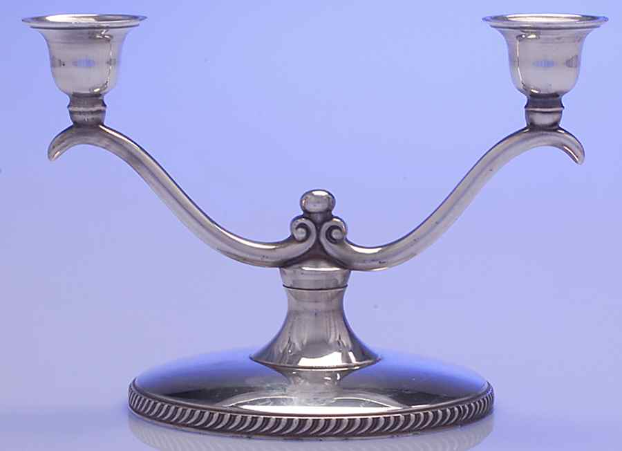 Fiesta (Silverplate, Hollowware) Small Plated 2-Light Candelabra by Oneida Silver-1