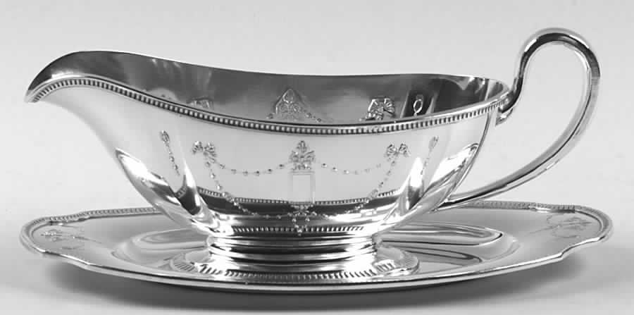 Grosvenor (Silverplate, Hollowware) Plated Gravy Boat & Underplate by Oneida Silver-1