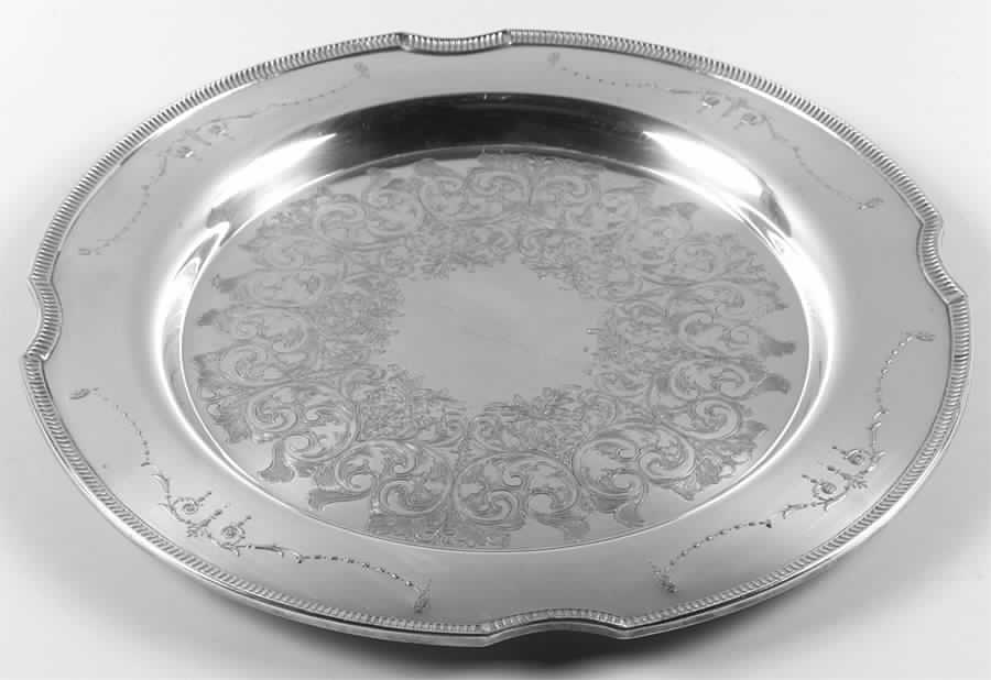 Grosvenor (Silverplate, Hollowware) Large Round Silverplate Tray by Oneida Silver-1