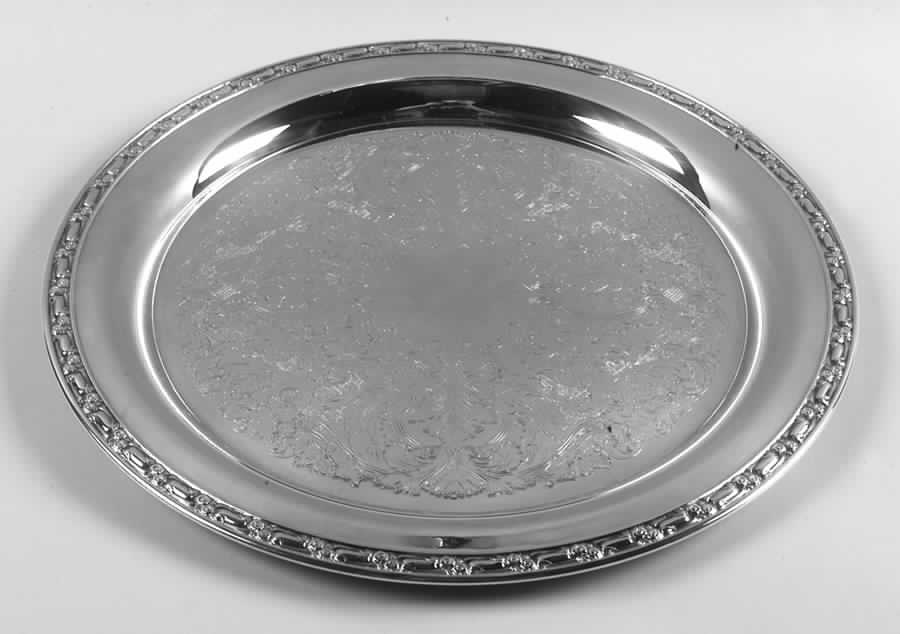 Park Lane (Silverplate, Hollowware) Medium Round Silverplate Tray by Oneida Silver-1