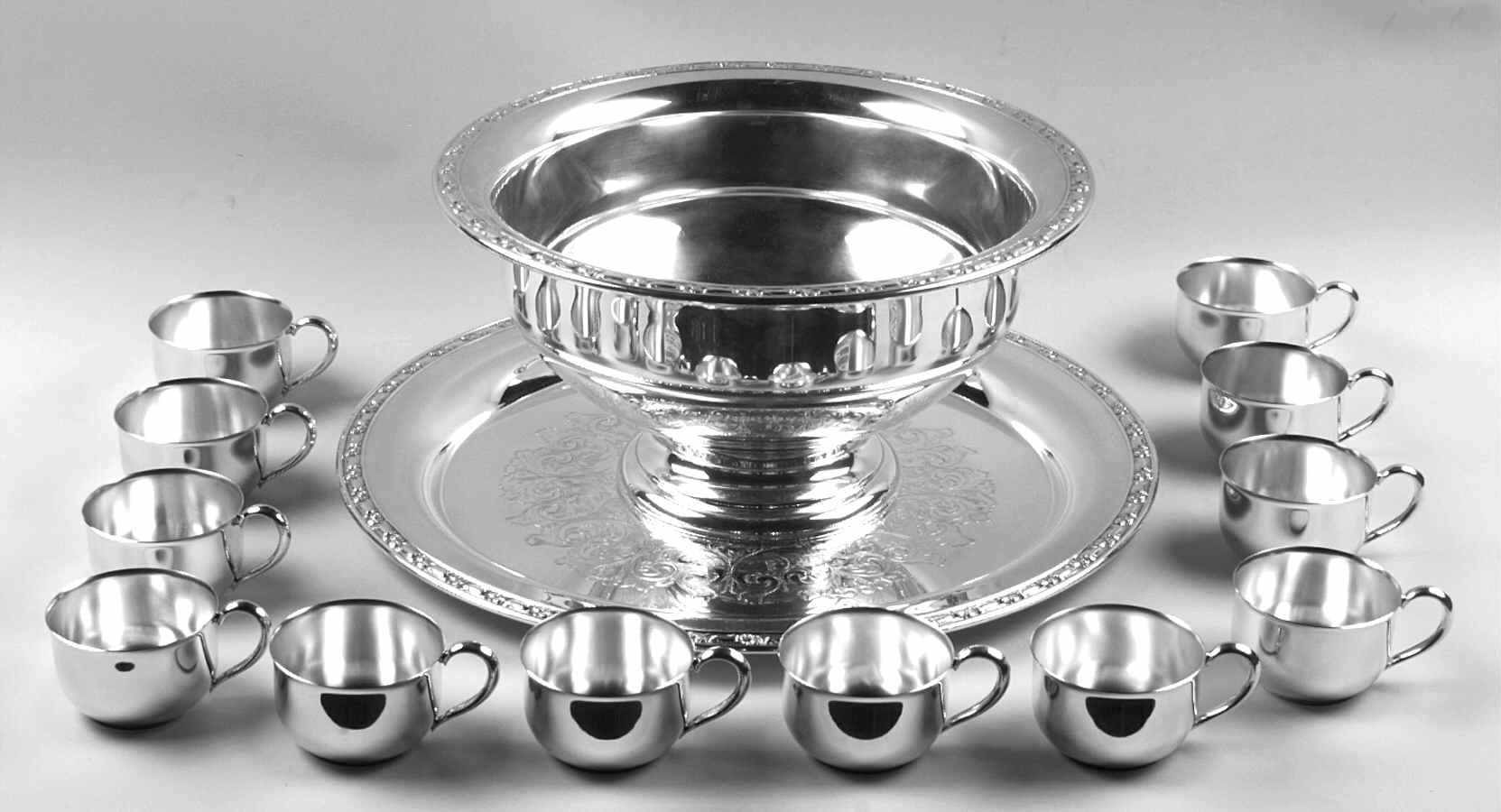 Park Lane (Silverplate, Hollowware) 14 Pc Punch Set (PUN, 12 PUNC & PUNT) by Oneida Silver-1