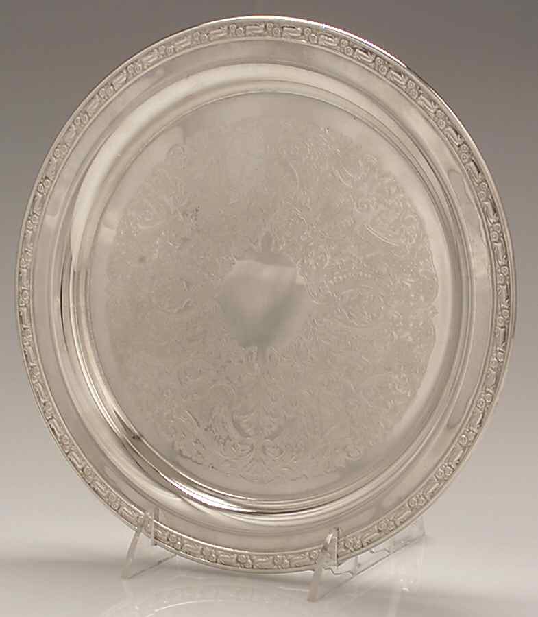 Park Lane (Silverplate, Hollowware) Round Silverplate Tray by Oneida Silver-1