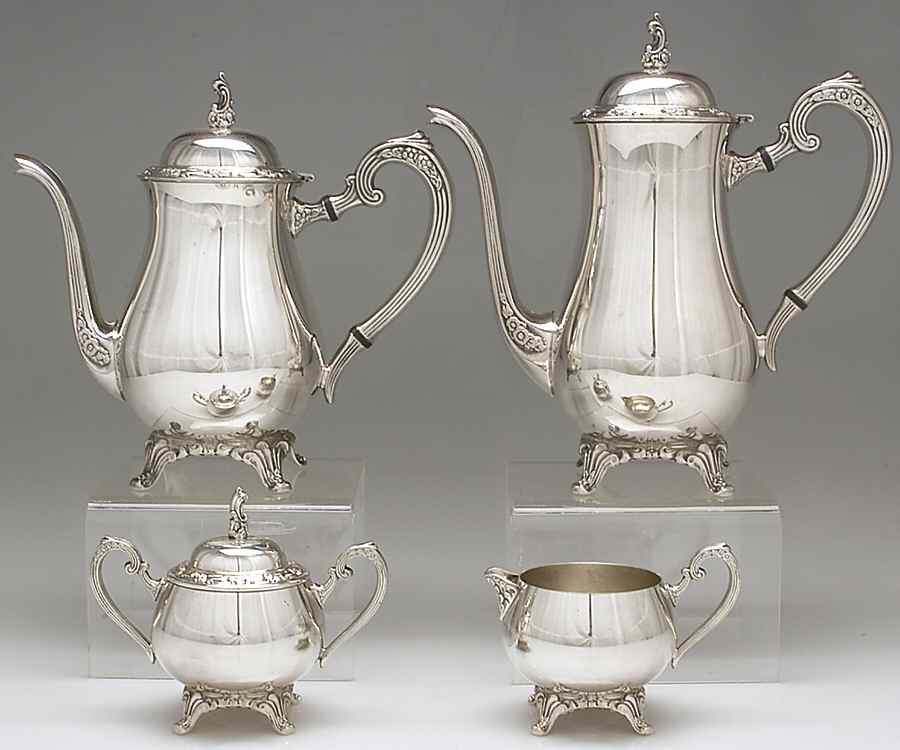 Park Lane (Silverplate, Hollowware) (4 Piece) Silverplate Tea Set by Oneida Silver-1