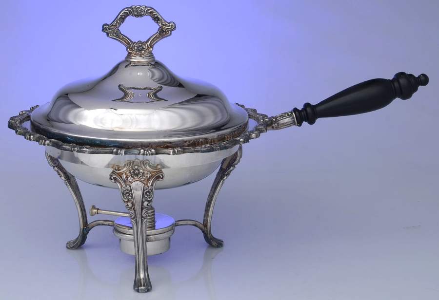 Camille (Silverplate, 1961, Hollowware) Chafing Dish W/Lid, Burner & Stand by Oneida Silver-1