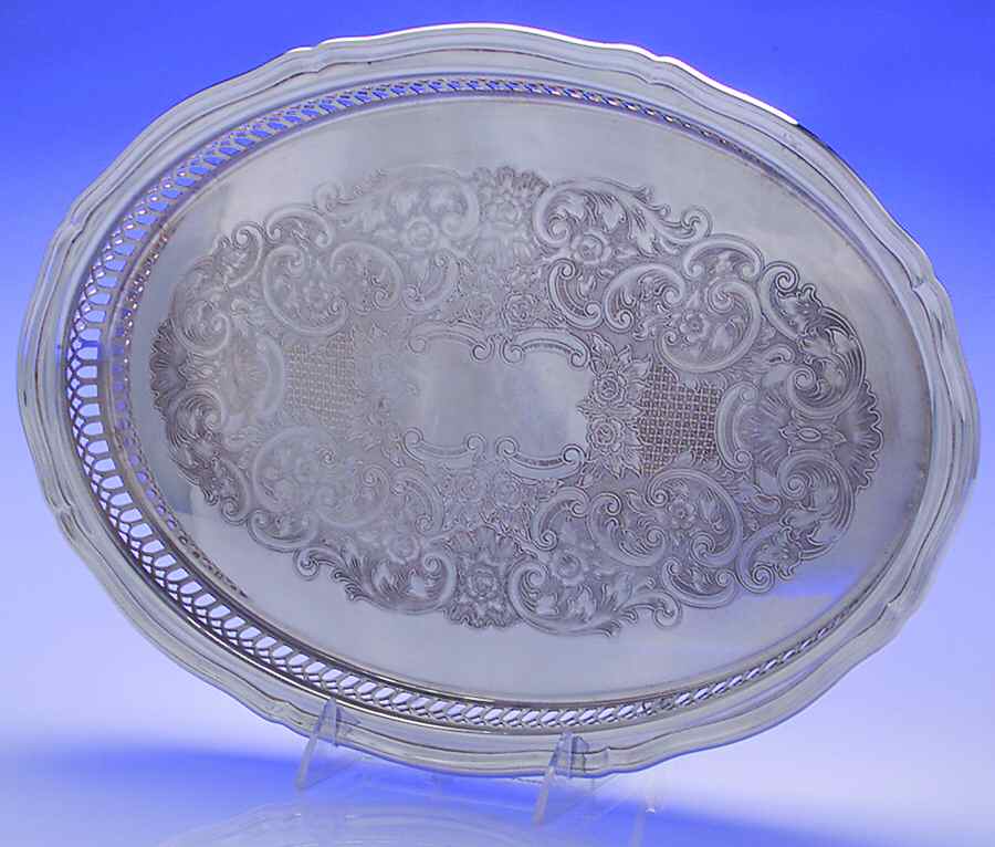 Chippendale (Silverplate, 1919, Hollowwaree) 14" Gallery Tray by Oneida Silver-1