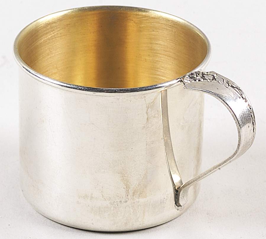 Damask Rose (Sterling, 1946, Hollowware) Gold Lined Baby Cup by Oneida Silver-1