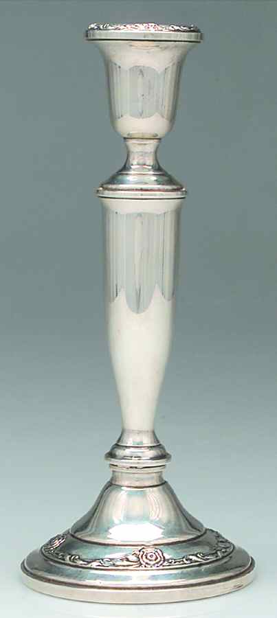 Damask Rose (Sterling, 1946, Hollowware) 9" Weighted Candlestick by Oneida Silver-1