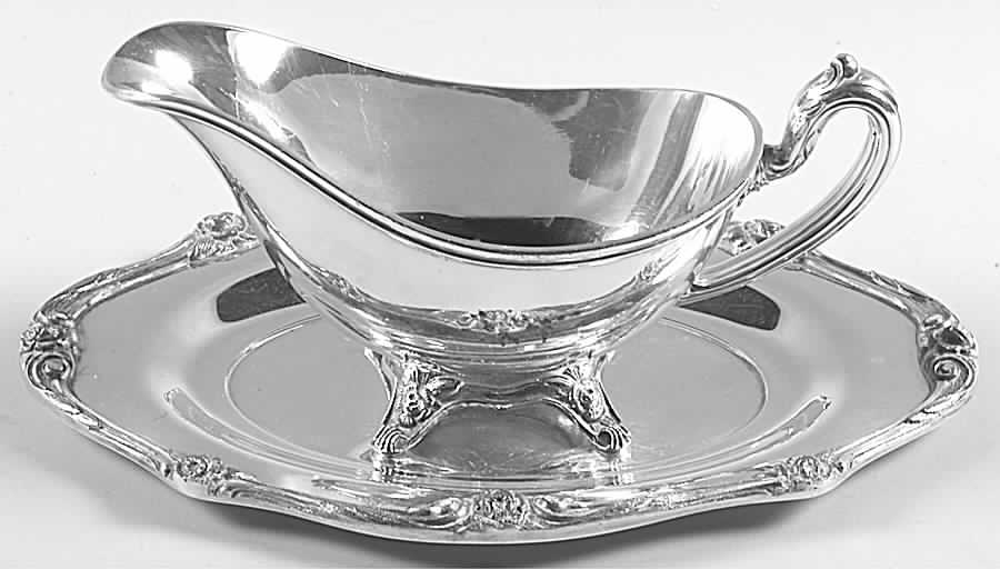 Glenrose (Silverplate, 1908, Hollowware) Plated Gravy Boat & Underplate by Oneida Silver-1