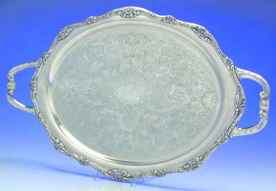 Glenrose (Silverplate, 1908, Hollowware) Large Silverplate Waiter Tray by Oneida Silver-1