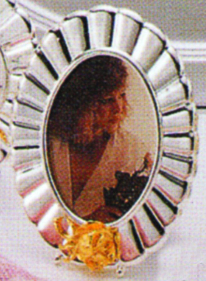 Golden Damask Rose (Stainless, Gold Accent, Hl Oval Picture Frame by Oneida Silver-1