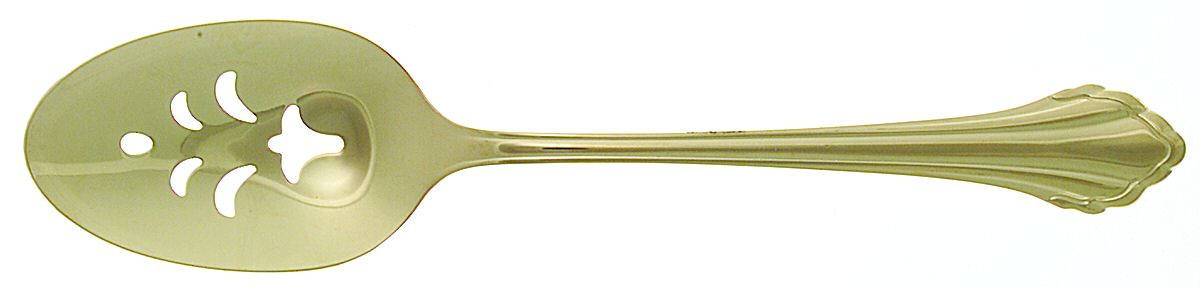 Golden Clarette (Gold Electroplate) Pierced Tablespoon (Serving Spoon) by Oneida Silver-1
