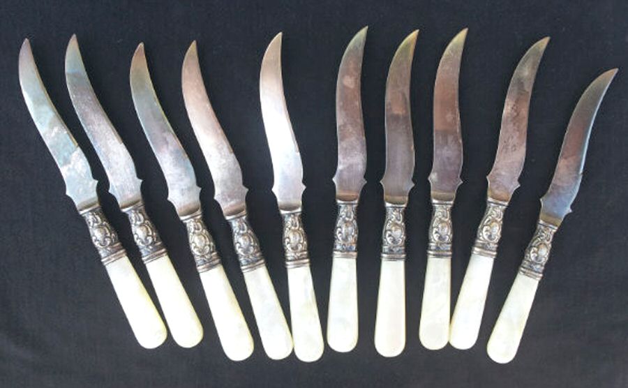 Pearl Handle Flatware 2 (Sterling) Pearl Handle Individual Fruit Knife by Oneida Silver-1