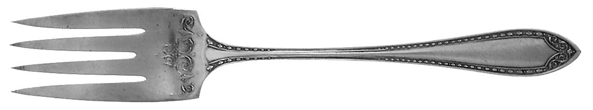 Sheraton (Silverplate, 1910, Monograms) Medium Solid Cold Meat Serving Fork by Oneida Silver-1